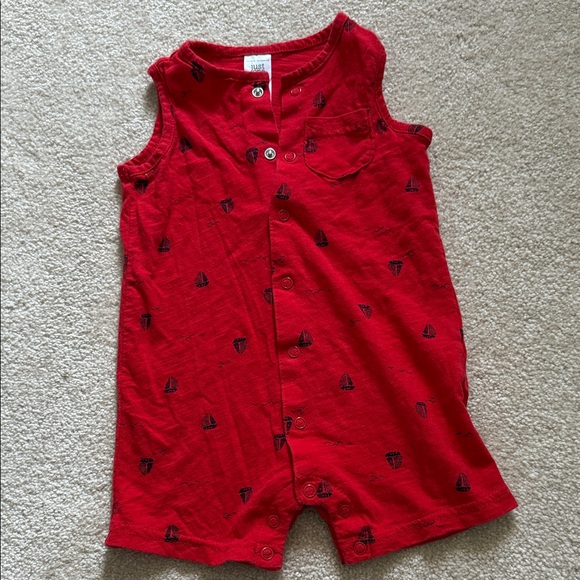 Carter's Other - Carter's Vibrant Red Romper with Sailboat Pattern